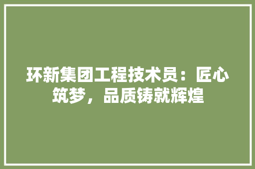 环新集团工程技术员：匠心筑梦，品质铸就辉煌 室内设计