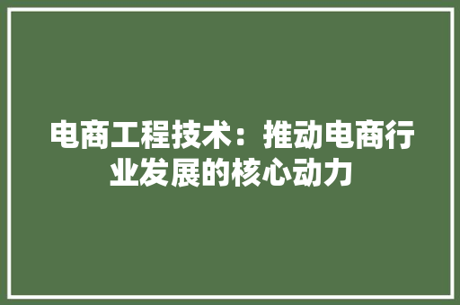 电商工程技术：推动电商行业发展的核心动力