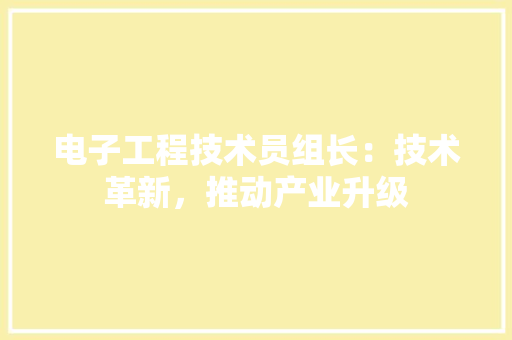 电子工程技术员组长：技术革新，推动产业升级