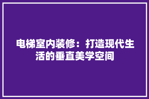 电梯室内装修：打造现代生活的垂直美学空间 室内设计