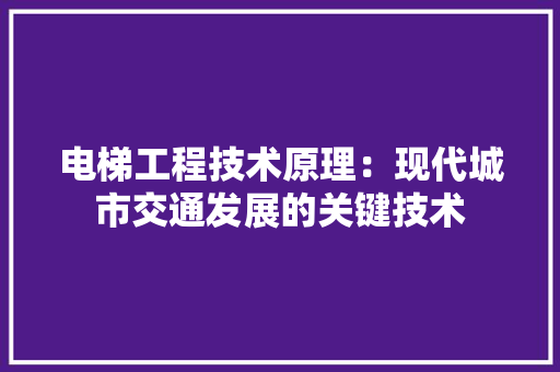 电梯工程技术原理：现代城市交通发展的关键技术 室内设计