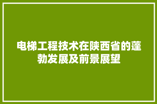 电梯工程技术在陕西省的蓬勃发展及前景展望