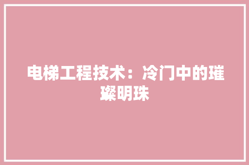 电梯工程技术：冷门中的璀璨明珠 室内设计
