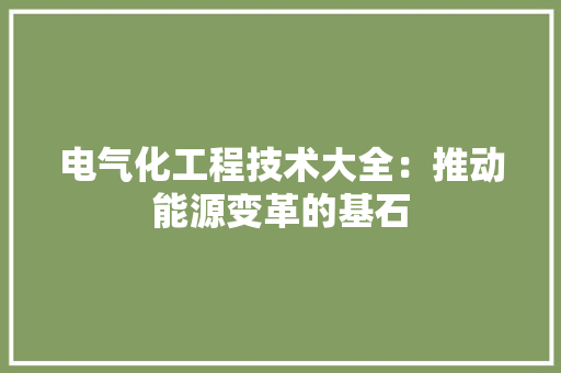 电气化工程技术大全：推动能源变革的基石 室内设计