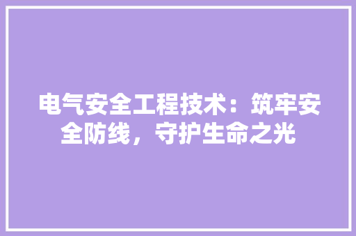 电气安全工程技术：筑牢安全防线，守护生命之光 室内设计
