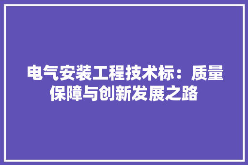 电气安装工程技术标：质量保障与创新发展之路 室内设计