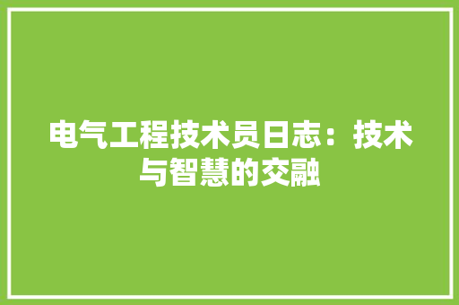 电气工程技术员日志：技术与智慧的交融 室内设计