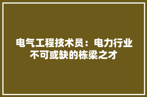 电气工程技术员：电力行业不可或缺的栋梁之才 室内设计