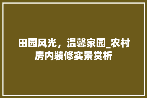 田园风光，温馨家园_农村房内装修实景赏析 室内设计