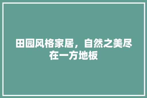 田园风格家居，自然之美尽在一方地板 室内设计