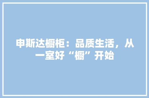 申斯达橱柜：品质生活，从一室好“橱”开始 室内设计