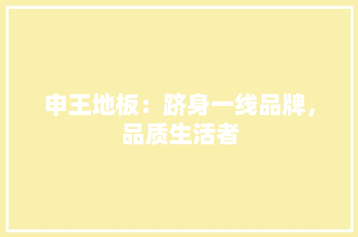 申王地板：跻身一线品牌，品质生活者 室内设计