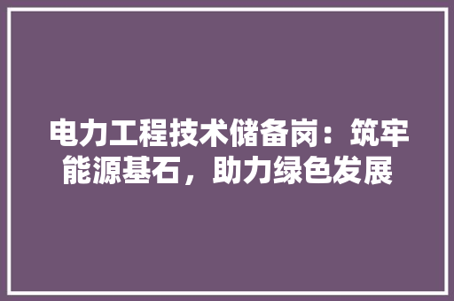 电力工程技术储备岗：筑牢能源基石，助力绿色发展 室内设计