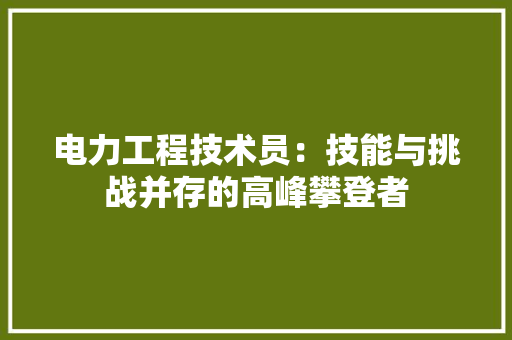 电力工程技术员：技能与挑战并存的高峰攀登者