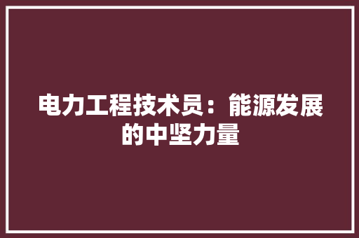 电力工程技术员：能源发展的中坚力量 室内设计
