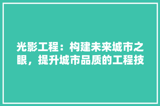 光影工程：构建未来城市之眼，提升城市品质的工程技术探索