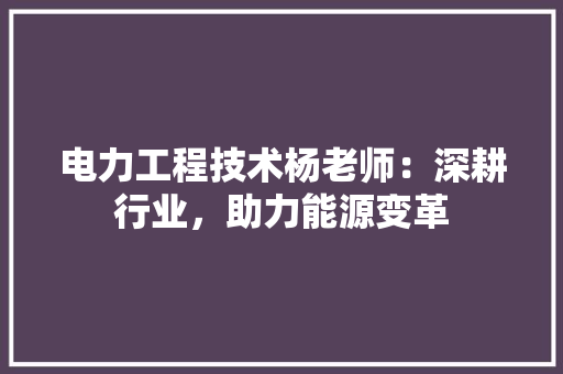 电力工程技术杨老师：深耕行业，助力能源变革 室内设计