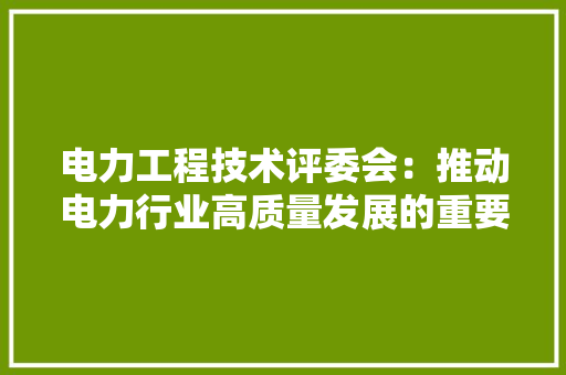 电力工程技术评委会：推动电力行业高质量发展的重要力量 室内设计