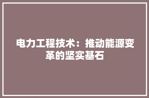 电力工程技术：推动能源变革的坚实基石 室内设计