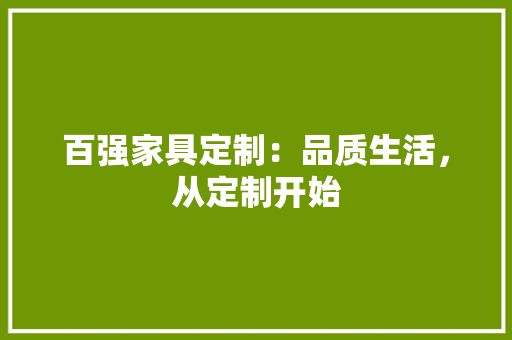 百强家具定制：品质生活，从定制开始 室内设计