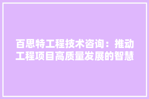 百思特工程技术咨询：推动工程项目高质量发展的智慧之选 室内设计