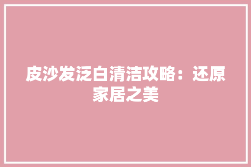 皮沙发泛白清洁攻略：还原家居之美 室内设计