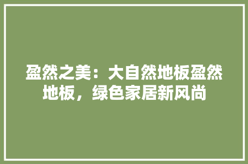 盈然之美：大自然地板盈然地板，绿色家居新风尚 室内设计