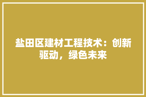 盐田区建材工程技术：创新驱动，绿色未来 室内设计