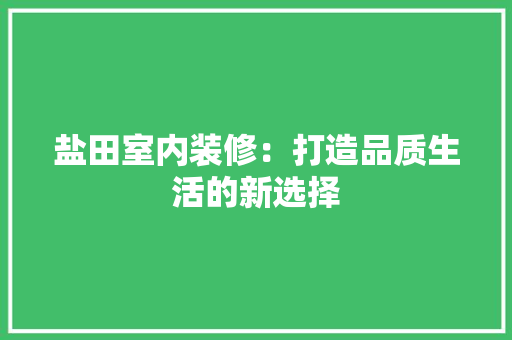 盐田室内装修：打造品质生活的新选择 室内设计