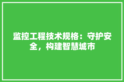 监控工程技术规格：守护安全，构建智慧城市