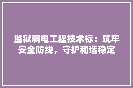 监狱弱电工程技术标：筑牢安全防线，守护和谐稳定 室内设计