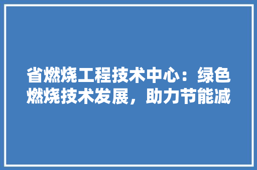 省燃烧工程技术中心：绿色燃烧技术发展，助力节能减排事业 室内设计