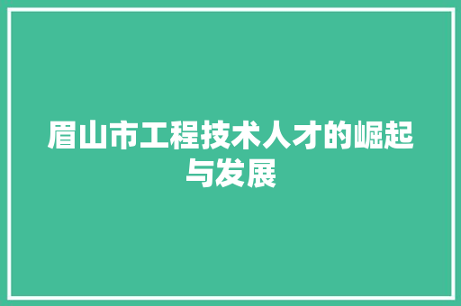 眉山市工程技术人才的崛起与发展 室内设计
