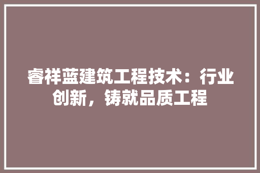 睿祥蓝建筑工程技术：行业创新，铸就品质工程 室内设计
