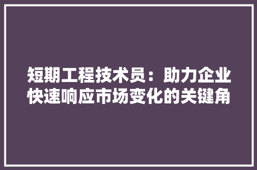 短期工程技术员：助力企业快速响应市场变化的关键角色 室内设计