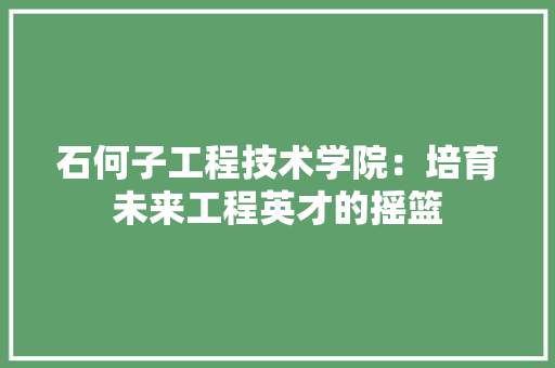 石何子工程技术学院：培育未来工程英才的摇篮 室内设计