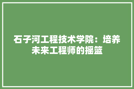 石子河工程技术学院：培养未来工程师的摇篮 室内设计