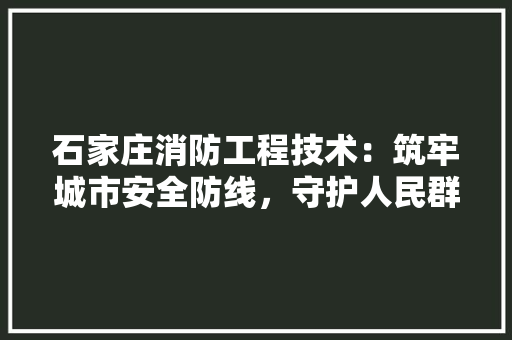 石家庄消防工程技术：筑牢城市安全防线，守护人民群众生命财产安全 室内设计