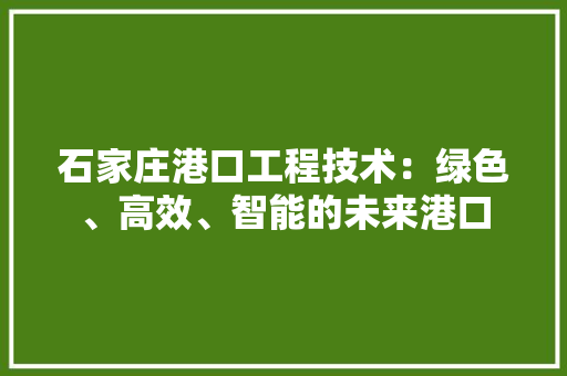 石家庄港口工程技术：绿色、高效、智能的未来港口 室内设计
