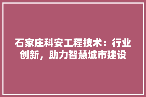 石家庄科安工程技术：行业创新，助力智慧城市建设