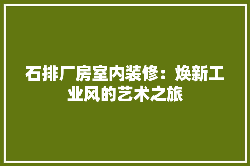 石排厂房室内装修：焕新工业风的艺术之旅 室内设计