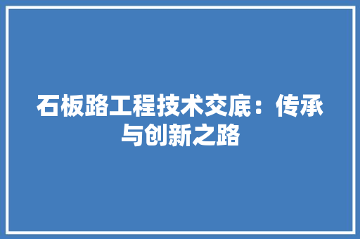 石板路工程技术交底：传承与创新之路 室内设计