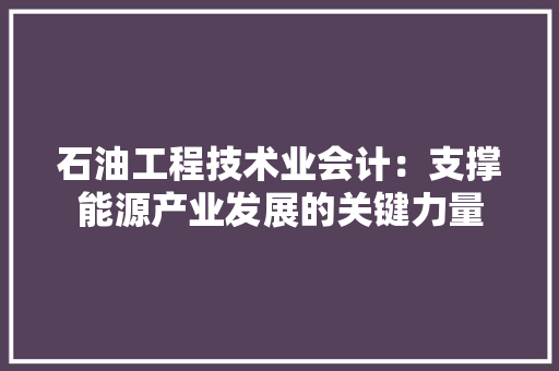 石油工程技术业会计：支撑能源产业发展的关键力量 室内设计