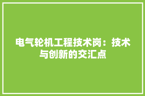 电气轮机工程技术岗：技术与创新的交汇点