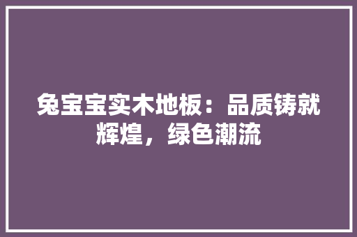 兔宝宝实木地板：品质铸就辉煌，绿色潮流 家居装修