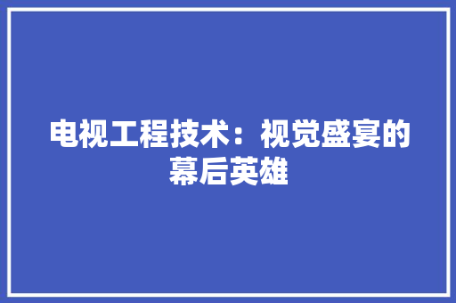 电视工程技术：视觉盛宴的幕后英雄 室内设计