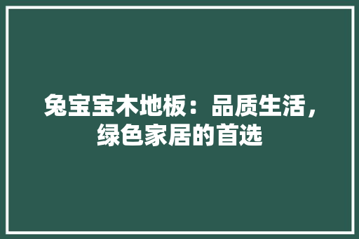 兔宝宝木地板：品质生活，绿色家居的首选 家居装修
