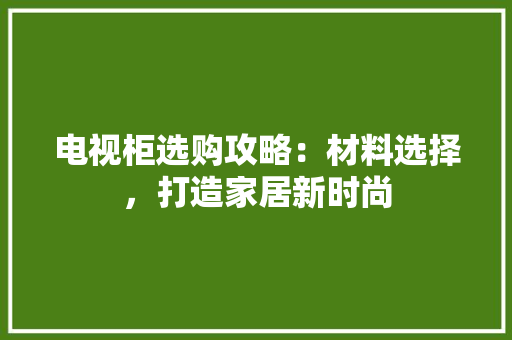 电视柜选购攻略：材料选择，打造家居新时尚