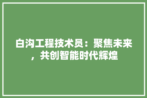 白沟工程技术员：聚焦未来，共创智能时代辉煌