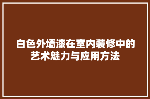 白色外墙漆在室内装修中的艺术魅力与应用方法 室内设计